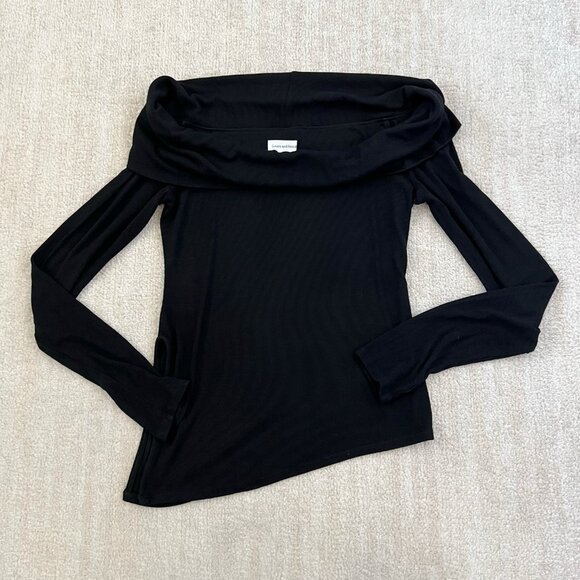 REVOLVE Tops - Revolve Lovers & Friends Black Long Sleeve Asymmetrical Ribbed Knit Top M
